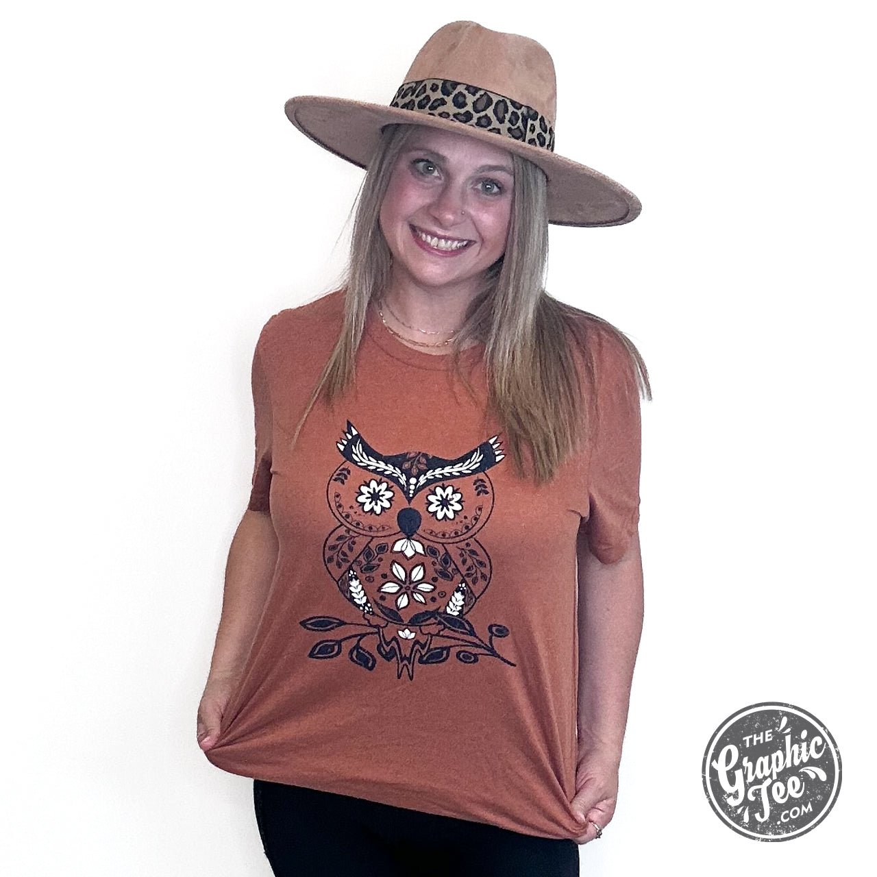 Boho Owl Heather Autumn Short Sleeve Tee - Aaria Tees Aaria Tees