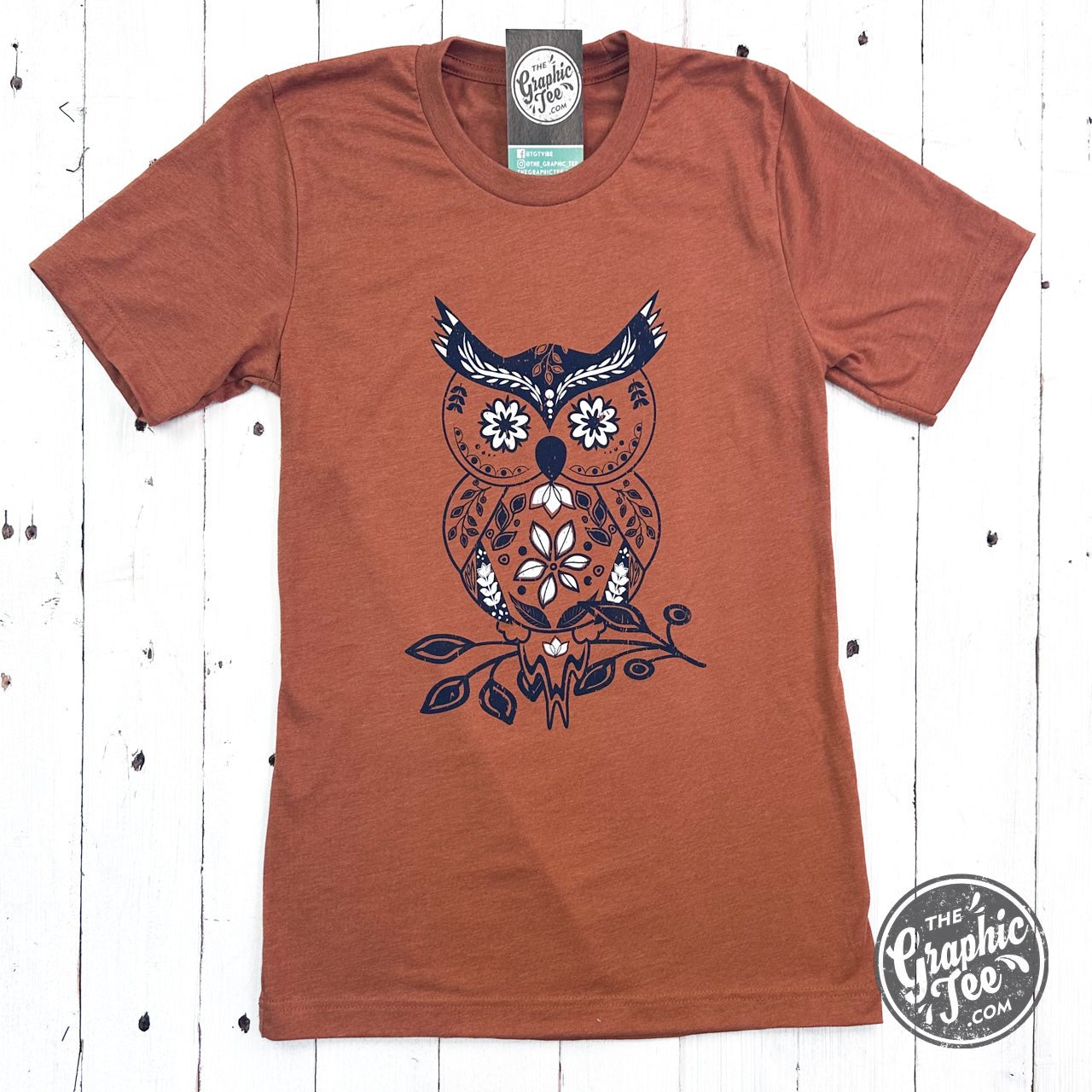 Boho Owl Heather Autumn Short Sleeve Tee - Aaria Tees Aaria Tees