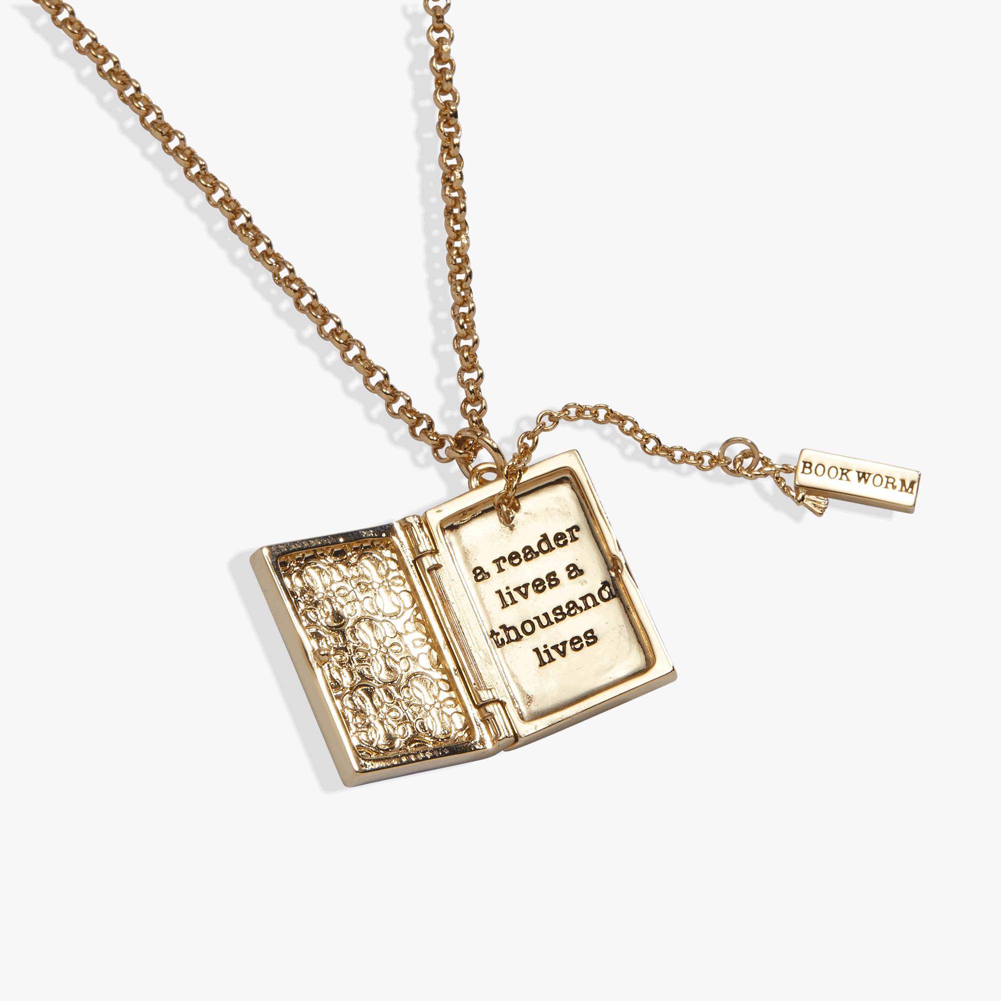 'A Reader Lives A Thousand Lives' Book Club Locket Pendant - Aaria Tees Aaria Tees