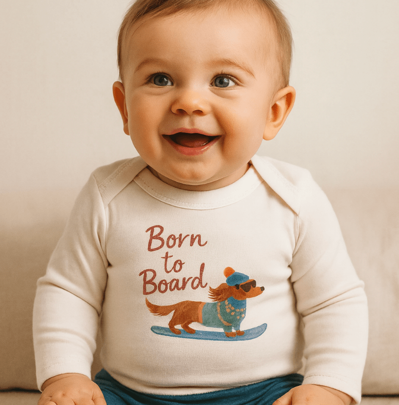 long sleeve graphic bodysuit | born to board - Aaria Tees Aaria Tees