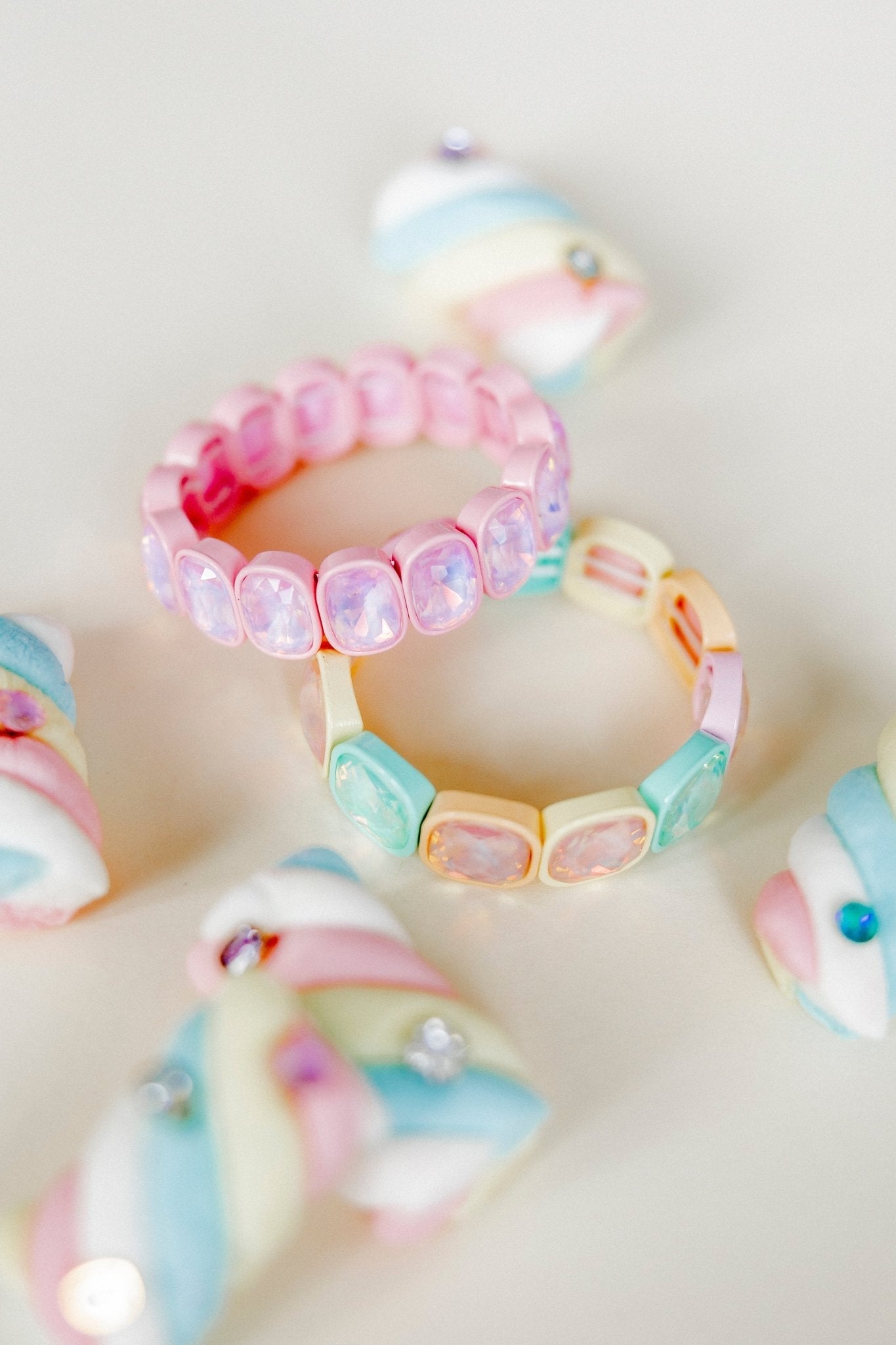 Bracelet - Candy Gem Oval Light Pink - Aaria Tees Aaria Tees