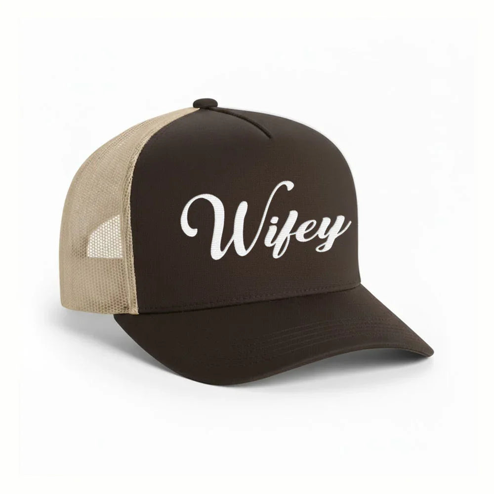 Embroidered Wifey Trucker Hat – Classic Mesh Cap for Wedding or Anniversary - Aaria Tees Aaria Tees