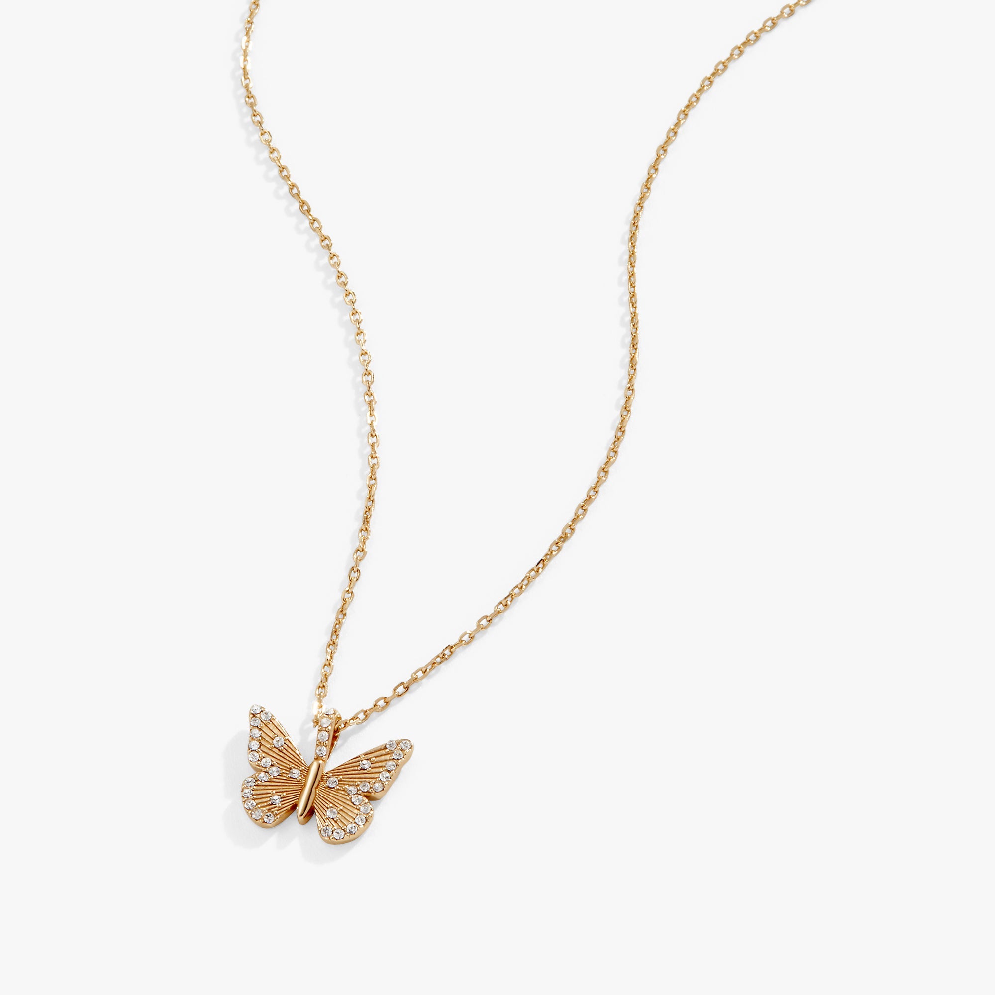 Butterfly + Crystal Necklace, Adjustable - Aaria Tees Aaria Tees