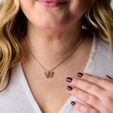 Butterfly + Crystal Necklace, Adjustable - Aaria Tees Aaria Tees