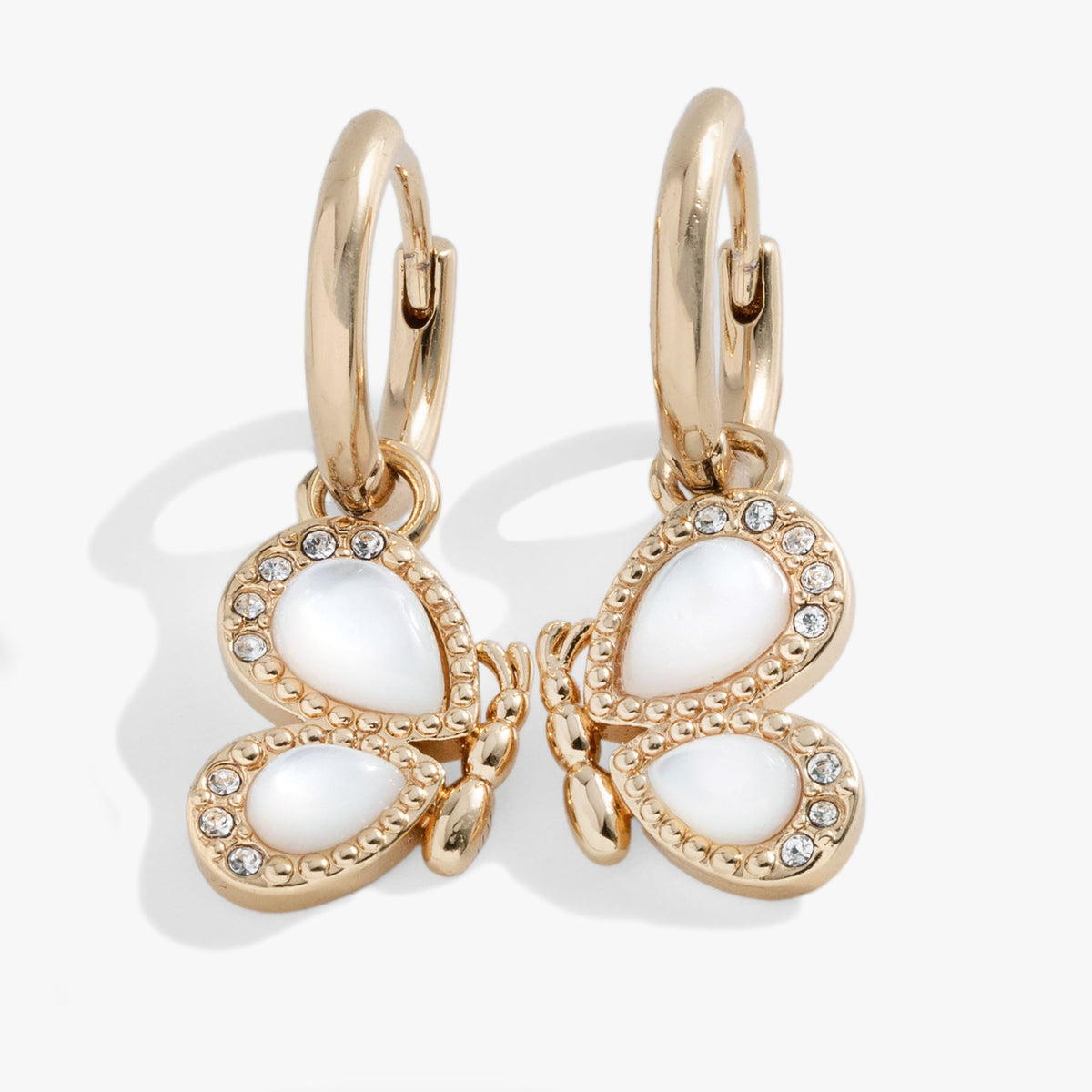 Butterfly Mother of Pearl Huggie Hoop Earrings - Aaria Tees