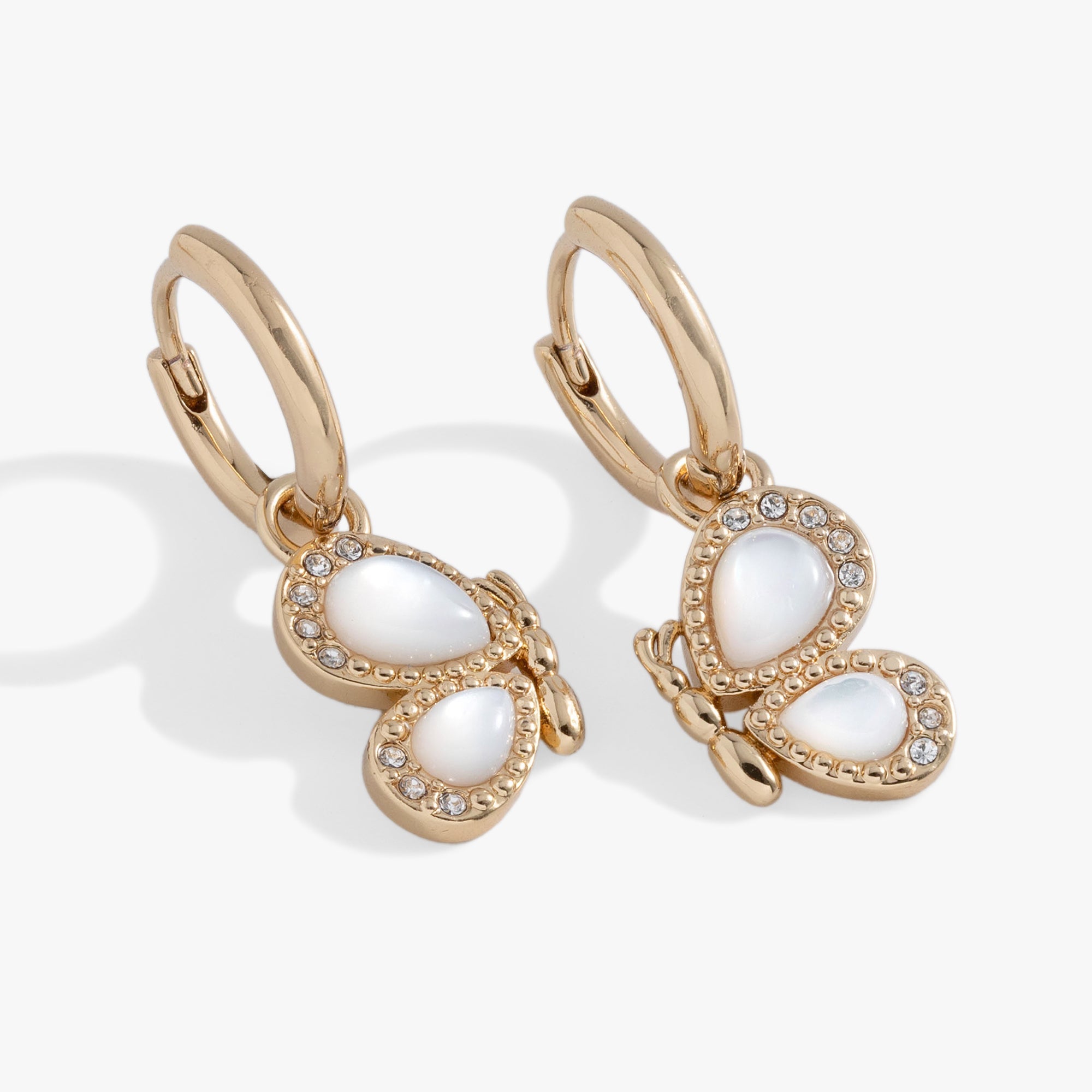 Butterfly Mother of Pearl Huggie Hoop Earrings - Aaria Tees Aaria Tees