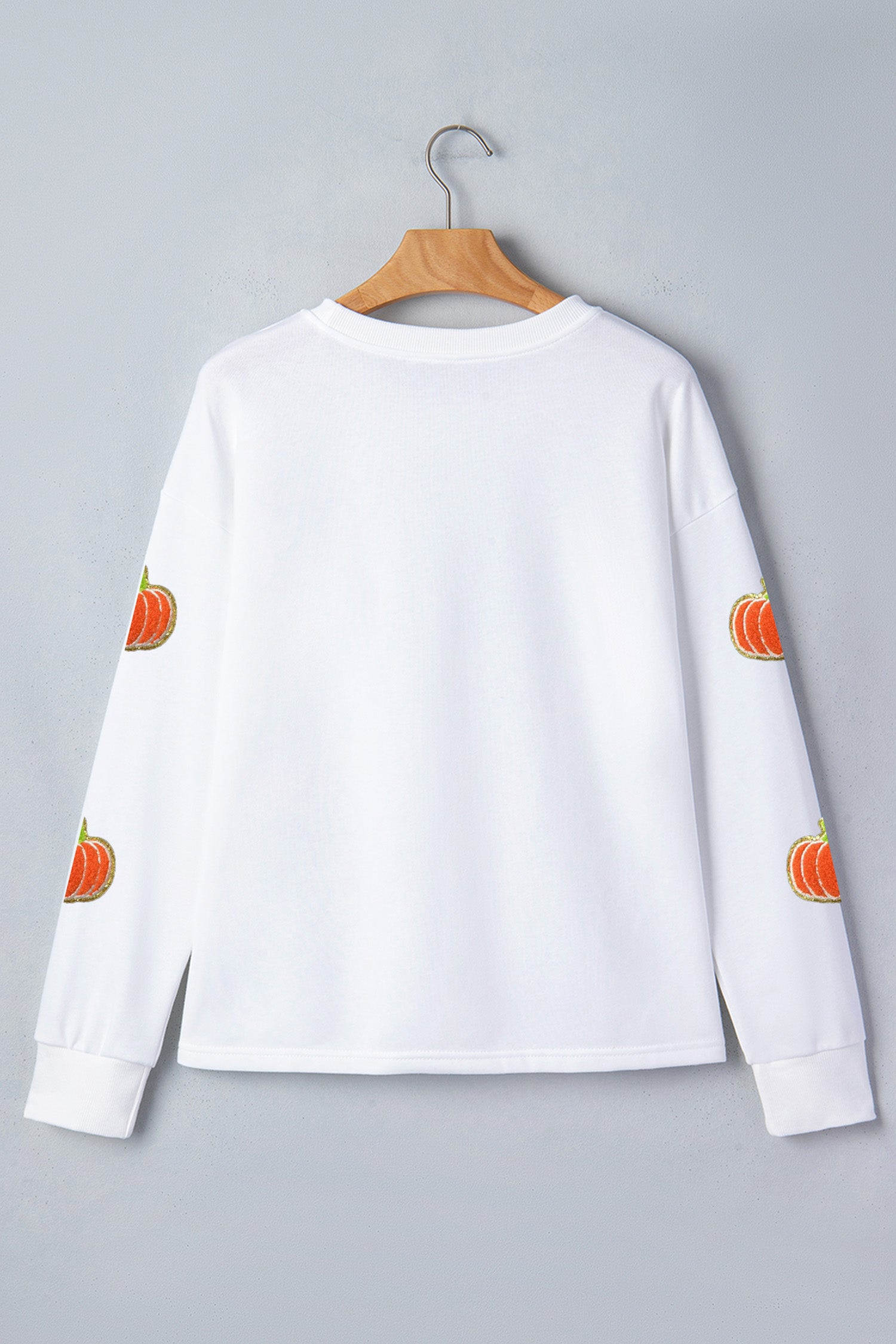 White Glitter Chenille Pumpkin Patch Graphic Long Sleeve Top - Aaria Tees Aaria Tees