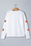 White Glitter Chenille Pumpkin Patch Graphic Long Sleeve Top - Aaria Tees Aaria Tees
