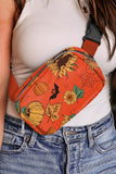 Orange Pumpkin Sunflower Halloween Graphic Crossbody Bag - Aaria Tees Aaria Tees