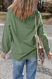 Grass Green Sequined merry Letter Graphic Twisted Ribbed Baggy Sweatshirt Aaria Tees