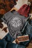 Gray Western Letter Steer Head Graphic Tee - Aaria Tees Aaria Tees