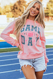 Pink Rugby Football GAME DAY Graphic Drop Shoulder Sweatshirt - Aaria Tees Aaria Tees