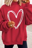 Racing Red Valentines Day Heart Love Script Reversible Printed Double Wear Mock Neck Sweatshirt - Aaria Tees Aaria Tees