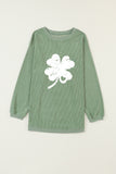 Grass Green Distressed Clover Print St Patricks Corded Sweatshirt - Aaria Tees Aaria Tees