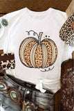 White Leopard Pumpkin Graphic Crewneck Halloween T Shirt - Aaria Tees Aaria Tees