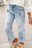 Beau Blue Patriotic Sequin Star Pattern Jeans Aaria Tees