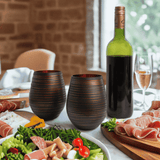 Black Swirl Stemless Wine Glasses Aaria Tees