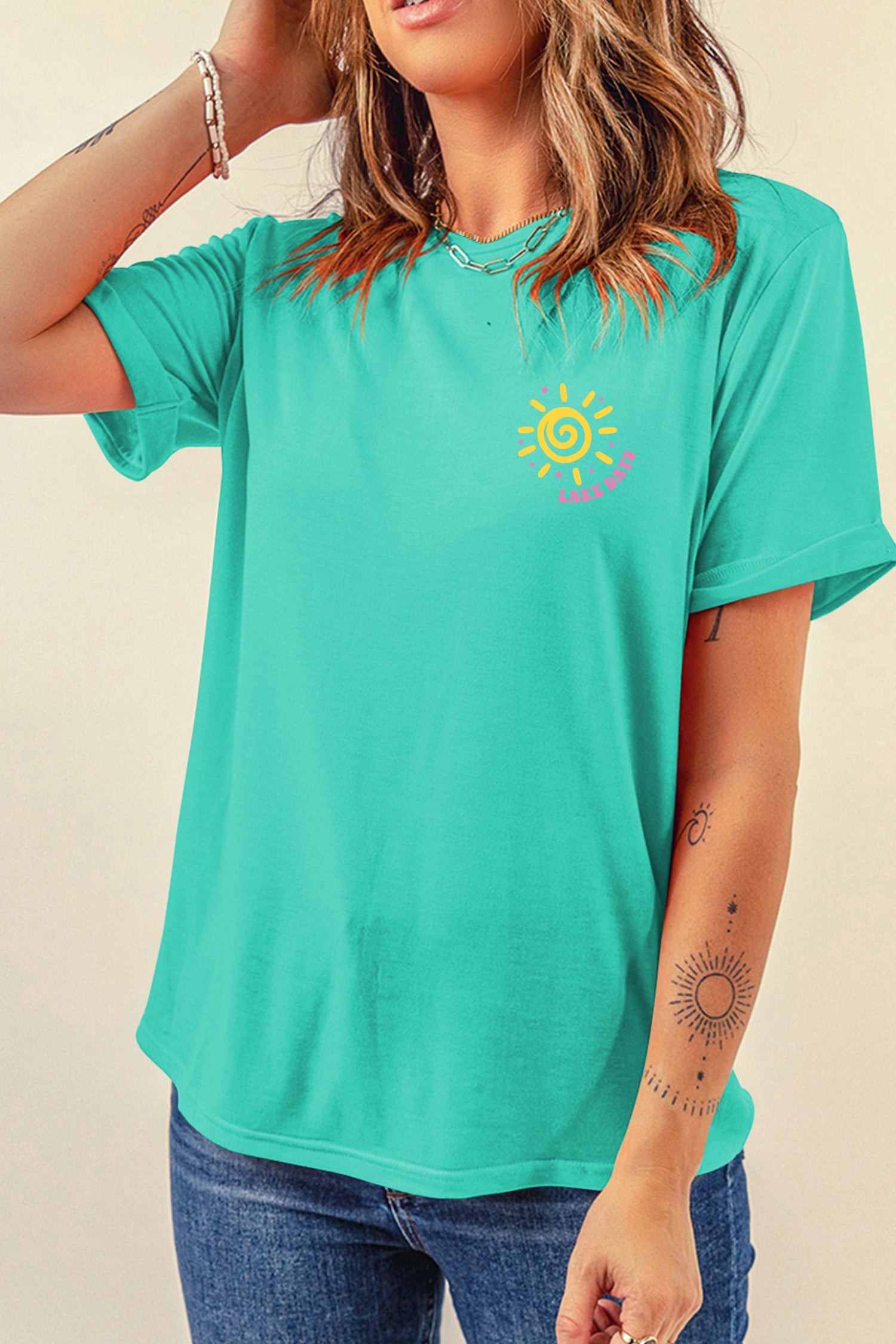 Mint Green LAKE DAYS Double Side Printed Vacation T Shirt - Aaria Tees Aaria Tees