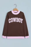Pink Polka Dot Letter Graphic Colorblock Tunic Sweatshirt Aaria Tees