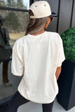 White Sequin Game Day Football Print T-Shirt Aaria Tees