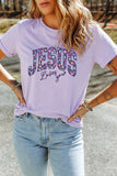 Orchid Petal Christian Floral Letter Graphic Round Neck T Shirt - Aaria Tees Aaria Tees