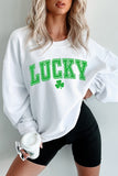 White St. Patricks LUCKY Graphic Corded Sweatshirt Aaria Tees