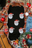 Black Faux Sequin Christmas Claus Pattern Crewneck T Shirt - Aaria Tees Aaria Tees
