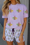 Wisteria Mardi Gras Sequined Pattern Holiday T Shirt Aaria Tees