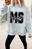 Light Grey MS MISSISSIPPI Double Side Printed Mock Neck Reversible Sweatshirt - Aaria Tees Aaria Tees
