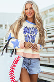 Beige Game Day Graphic Starry Patched Sleeve Contrast Trim Casual Sweatshirt Aaria Tees