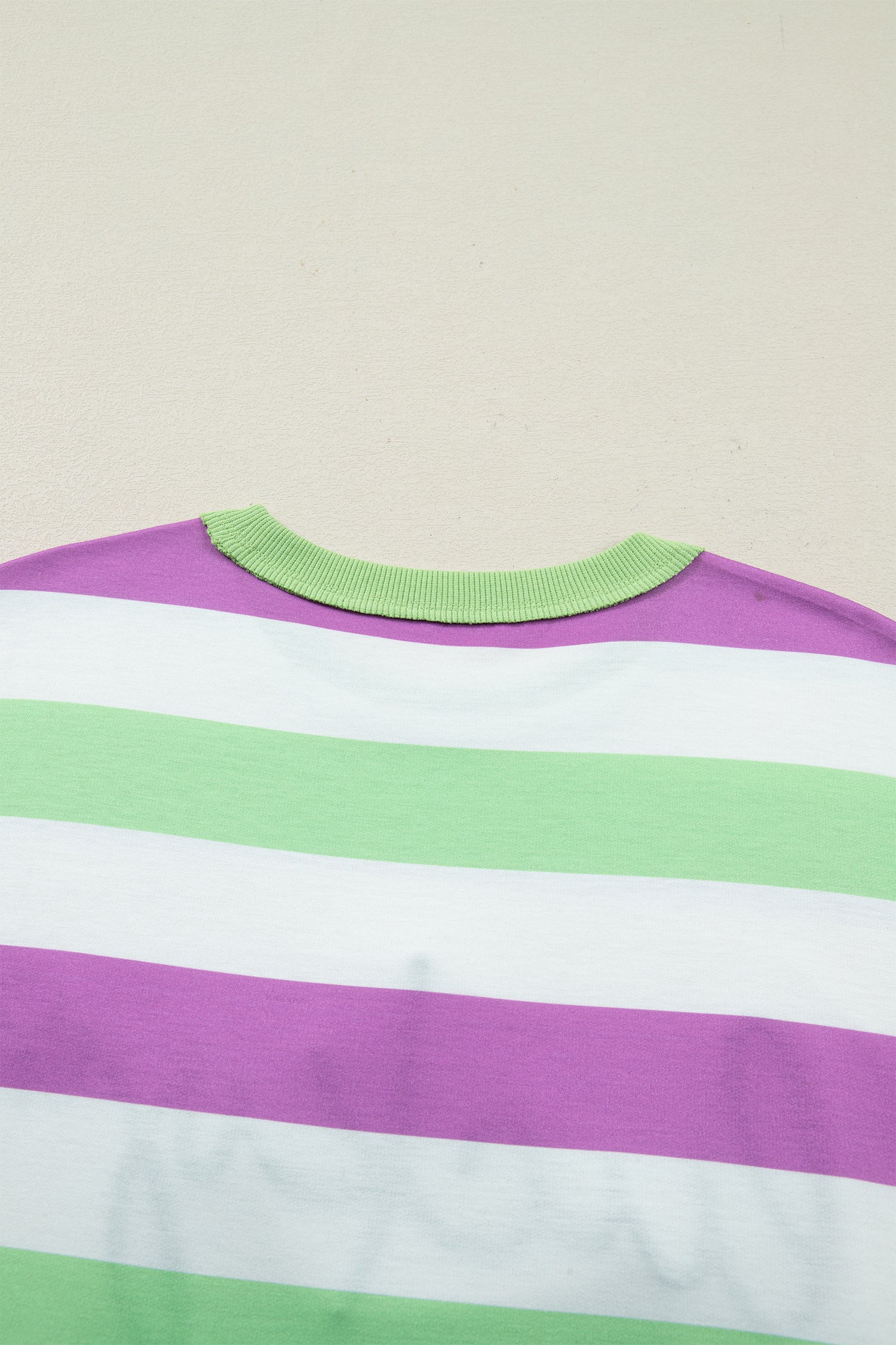 Green Stripe Lucky Clover Embroidered Graphic Dolman Loose Tee - Aaria Tees Aaria Tees