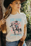 White YEE HAW State of mind Cowgirl Graphic Western Fashion Tee Aaria Tees
