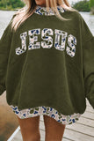 Coffee Western Contrast Detail Letter Graphic Baggy Sweatshirt Aaria Tees