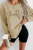 Parchment thankful Embroidered Drop Shoulder Pullover Sweatshirt Aaria Tees