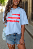 White Flag Bow Graphic Crewneck Tee - Aaria Tees Aaria Tees