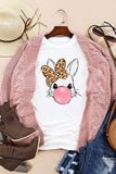 White Leopard Bow Bubble Rabbit Graphic Tee Aaria Tees