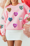 Pink Sequin Romantic Letters Heart Graphic Valentines Sweatshirt - Aaria Tees Aaria Tees