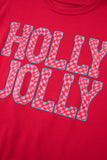 Red Christmas Slogan Graphic Plaid Contrast Two-piece Pant Set - Aaria Tees Aaria Tees