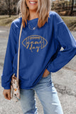 Dark Blue Rugby Game Day Embroidered Corduroy Sweatshirt - Aaria Tees Aaria Tees