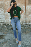 Blackish Green Horseshoe Graphic Western Short Sleeve Sweater - Aaria Tees Aaria Tees