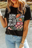 Graphic Round Neck Short Sleeve T-Shirt Aaria Tees