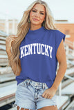 Sky Blue KENTUCKY Leopard KY Double Side Printed Mock Neck Tee Aaria Tees