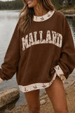 Coffee Western Contrast Detail Letter Graphic Baggy Sweatshirt Aaria Tees
