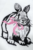 White Bunny Embroidered Bow Graphic Tee Aaria Tees