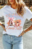 White JUST A GIRL WHO Loves Fall Graphic Casual Tee - Aaria Tees Aaria Tees