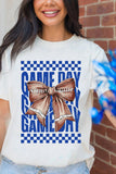 White Rugby Bowknot GAME DAY Graphic Tee Aaria Tees