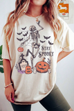 White Skull Pumpkin Face STAY SPOOKY Graphic Halloween T Shirt - Aaria Tees Aaria Tees