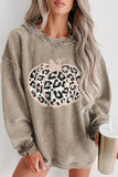 Khaki Leopard Halloween Pumpkin Graphic Corded Sweatshirt - Aaria Tees Aaria Tees