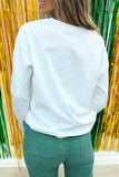 White Lucky Heat Transfer Printed Long Sleeve Top Aaria Tees