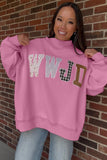 Coffee WWJD Mixed Pattern Embroidered Patch Graphic Mock Neck Sweatshirt Aaria Tees